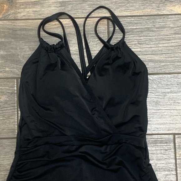 New Costal Blue Black One Piece Control Swimsuit Small Shaping Slimming Support - Picture 4 of 10